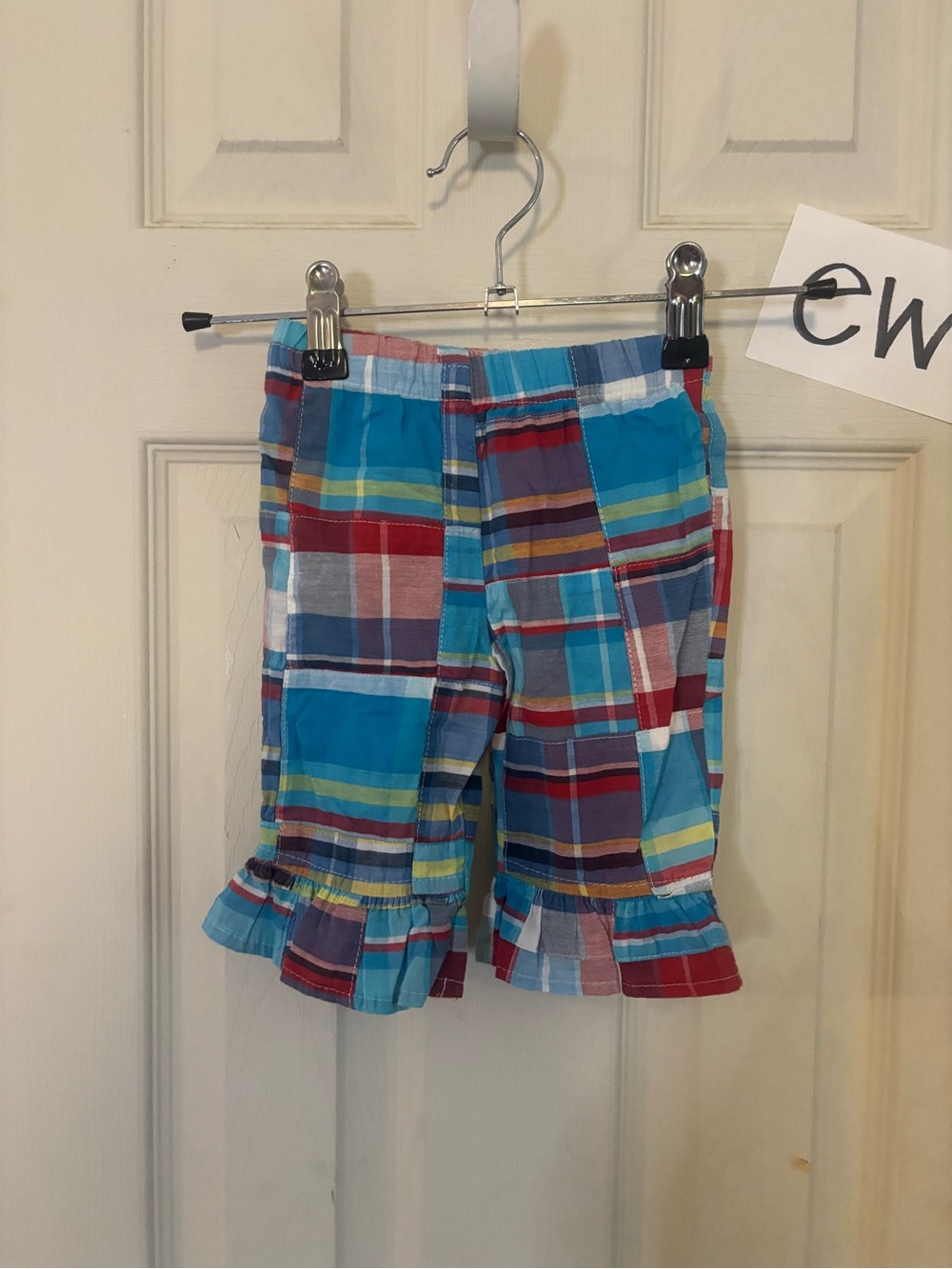 Kelly's Kids Bright Plaid Ruffle Hem Shorts